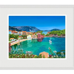 Große gerahmte Kefalonia Assos gerahmt A3 Limitierte Auflage Giclee Museum / Ausstellung Qualität limitierte Auflage Druck