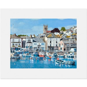 Befestigt Brixham Hafen gerahmt Giclee Museum / Ausstellung Qualität limitierte Auflage Druck