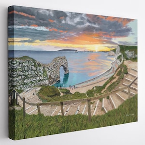 Canvas Wall Art Durdle door devon for home and office from my original oil painting bringing colour and a vibrancy to any room