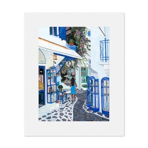 Mounted Skiathos Town Greece Mounted Giclee Museum/Exhibition quality  limited edition  print