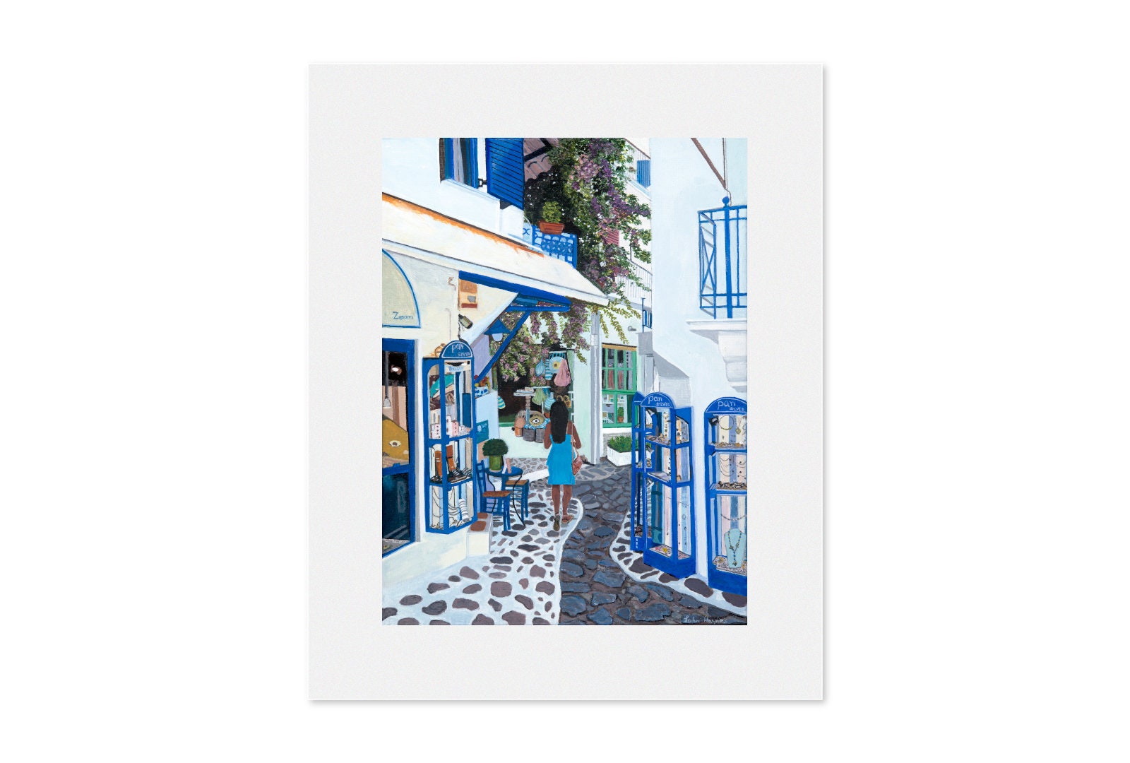 Mounted Skiathos Town Greece Mounted Giclee Museum/Exhibition quality  limited edition  print