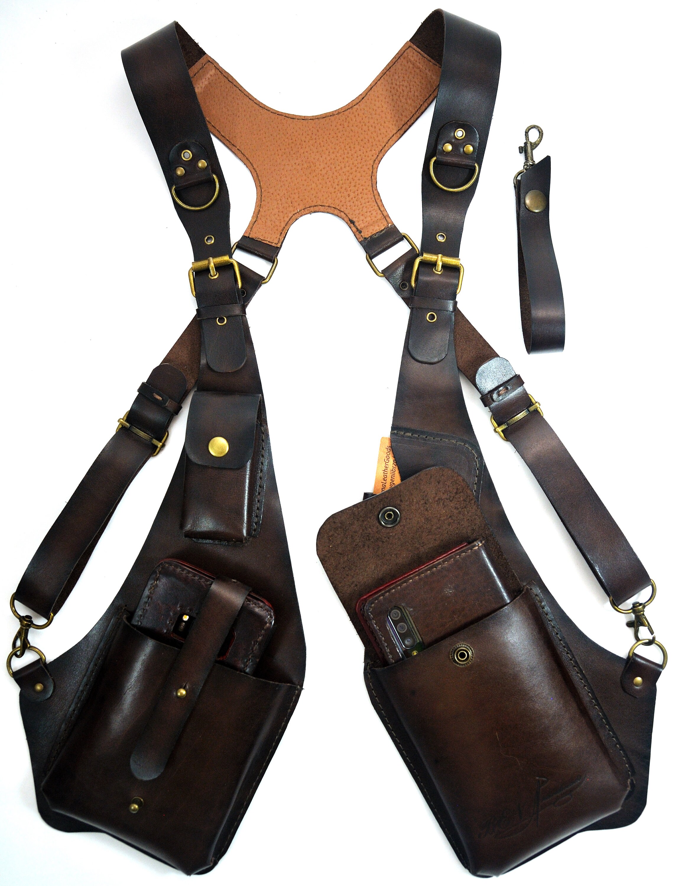 Leather bag Holster. Dark brown shoulder bag. Leather case for Etsy