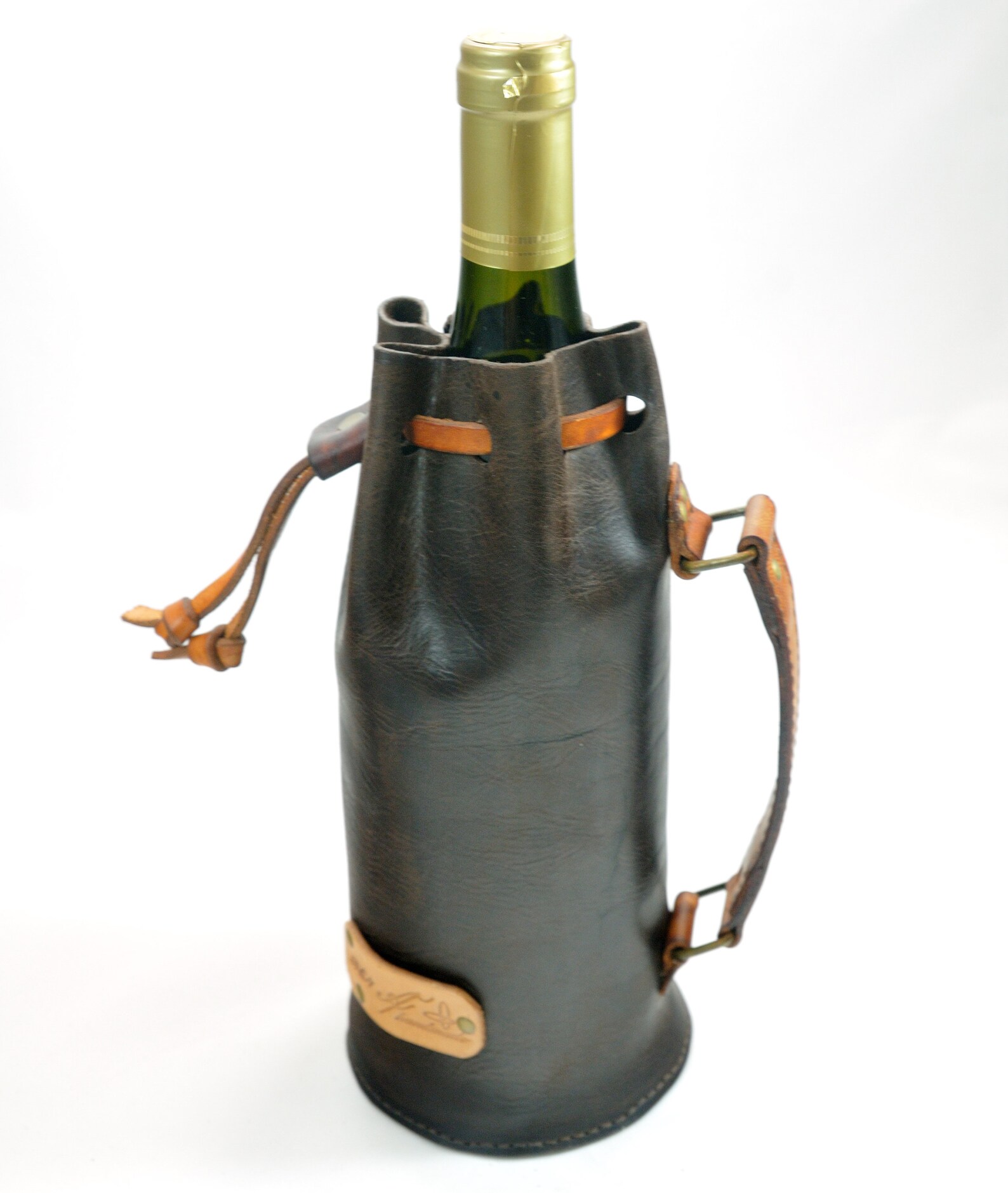 Leather bottle case leather wine bag whiskey genuine leather Etsy