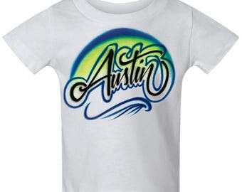 Diseño de nombre personalizado con arco de escritura de aerógrafo