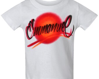 Diseño de nombre personalizado con escritura circular con aerógrafo