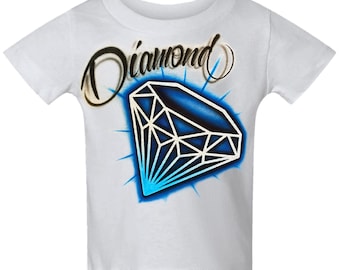 Diseño de nombre personalizado con diamante escrito con aerógrafo