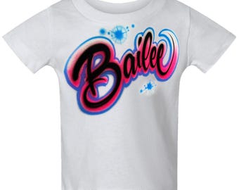 Diseño de nombre personalizado con guión de contorno de aerógrafo