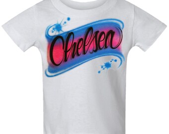 Diseño de nombre personalizado con espiral de escritura con aerógrafo