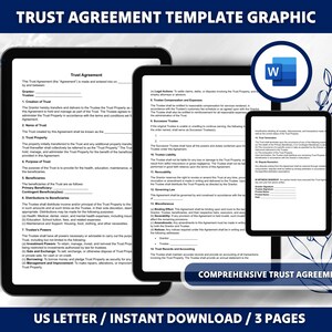Trust Agreement Template | Living Trust Form | Estate Planning | Property Trust | Sample Trust Document | Editable Word & Google Docs