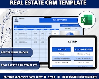 Real Estate CRM Template  Realtor Client Tracker | Lead Management Spreadsheet | Client Organizer | Real Estate Agent CRM | Excel Sheet CRM