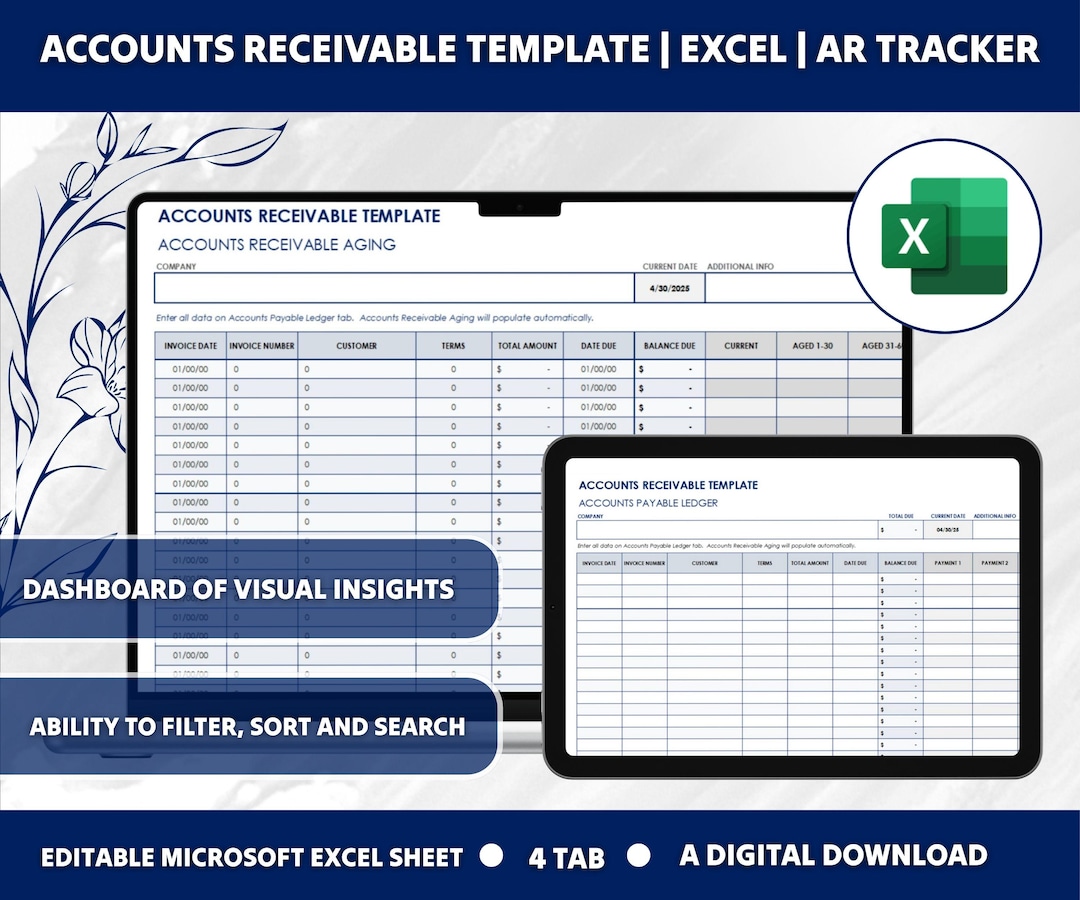 Accounts Receivable Template | Excel | AR Tracker | Invoice Tracker ...