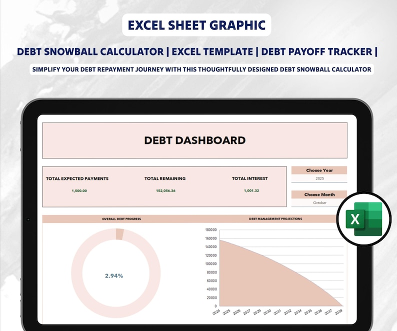 Debt Snowball Calculator | Excel Template | Debt Payoff Tracker | Debt ...