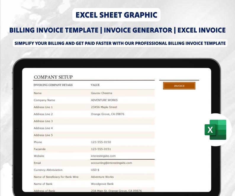 Billing Invoice Template | Invoice Generator | Excel Invoice | Invoice ...