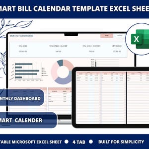 Smart Bill Calendar Spreadsheet Template | Bill Tracker Excel Google Sheets | Monthly Bill Planner Budget Tracker | Financial Planner 2024