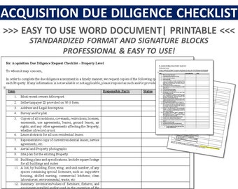 DUE DILIGENCE CHECKLIST / Adquisición de Bienes Raíces / Nueva Diligencia de Compra / Tabla Resumen de Revisión de Antecedentes