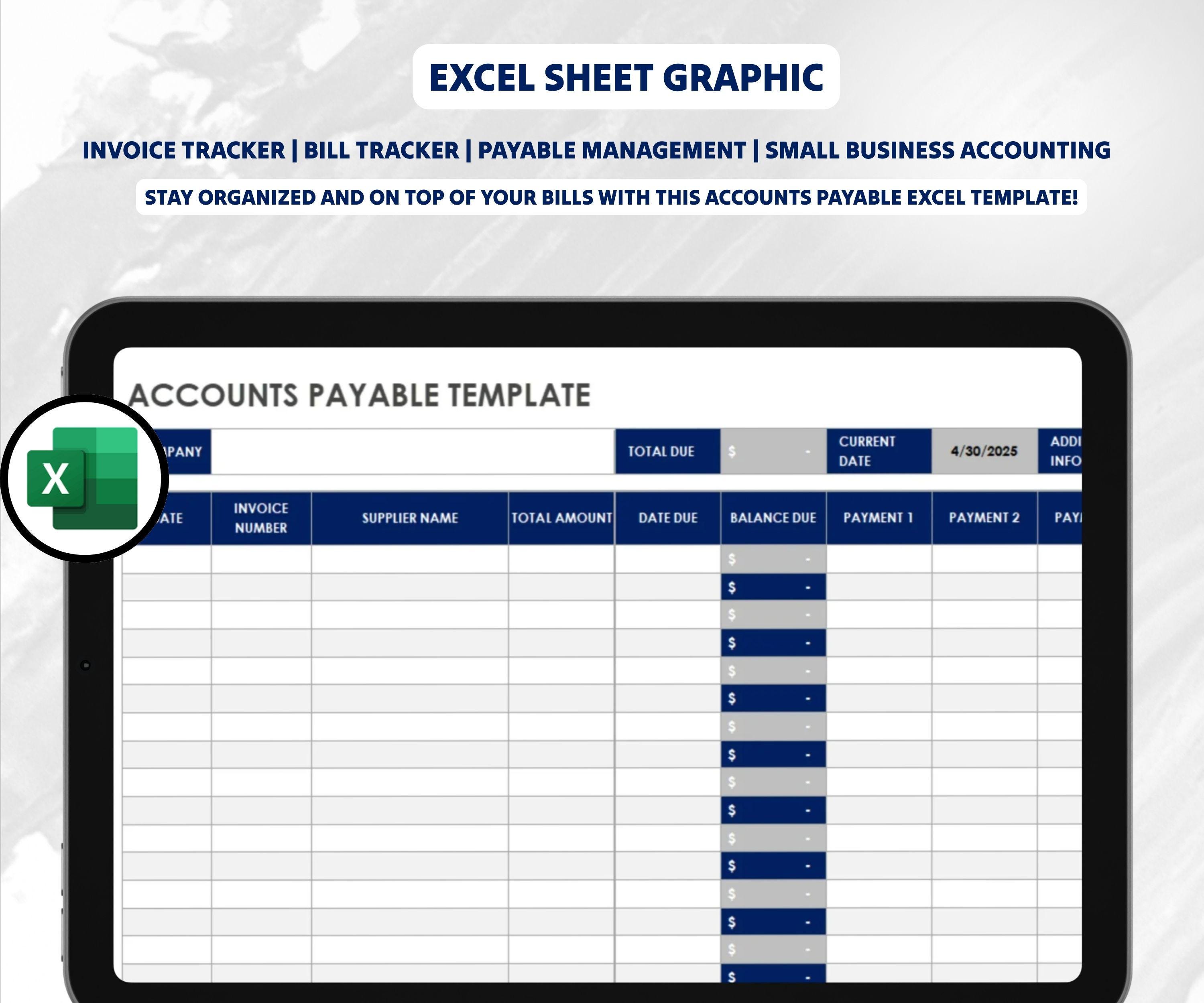 Sample Payable Tracker Accounts Payable Template | Excel | AP Tracker | Invoice Tracker | Bill ...