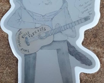 Woody Guthrie Fancy Cat Die-Cut Sticker