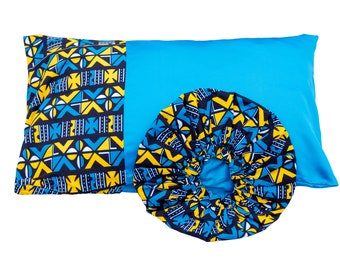 Yaba African Print Pillow Case and Hair Bonnet Set