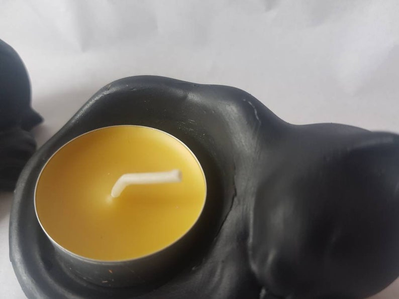 Cute Pair of Black Cat Tea Light Holders Hand Cast and Hand Etsy UK