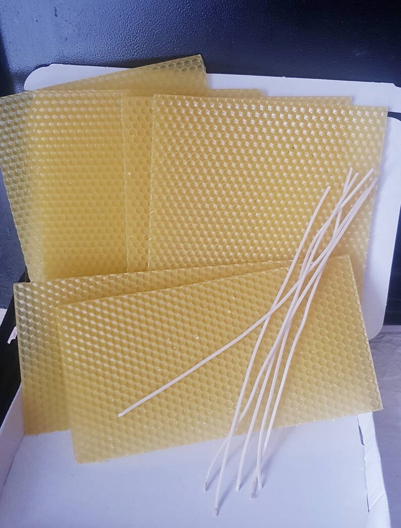 Beeswax Candle Rolling Kit for 6 Candles Complete With Wicks. Etsy UK