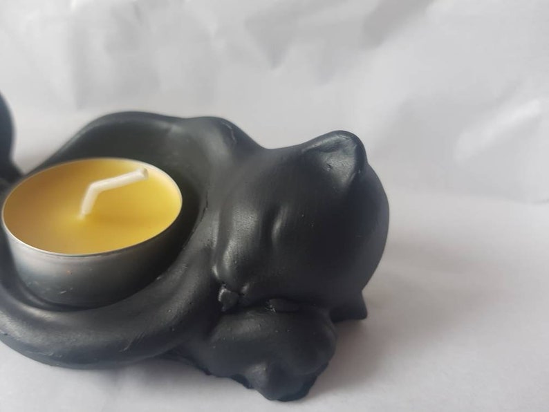 Cute Pair of Black Cat Tea Light Holders Hand Cast and Hand Etsy UK