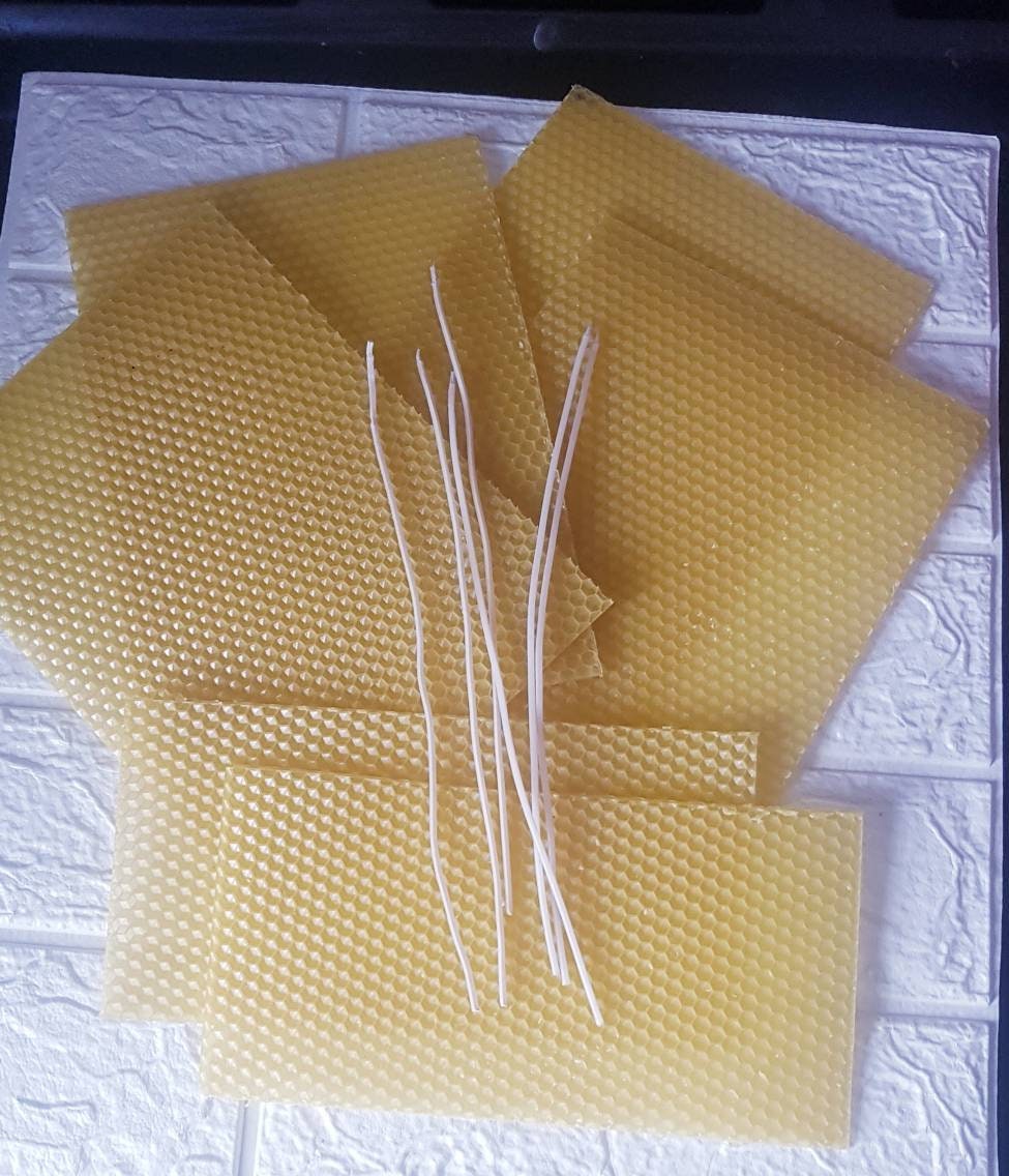 Beeswax Candle Rolling Kit for 6 Candles Complete With Wicks. Etsy UK