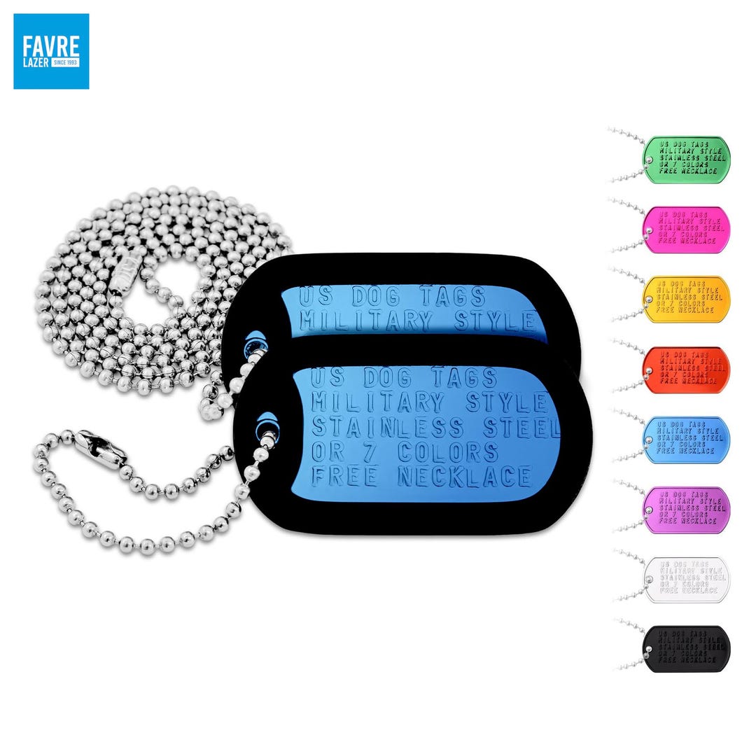 Custom Silent Dog Tag, Military Style ID Necklace Set - Etsy