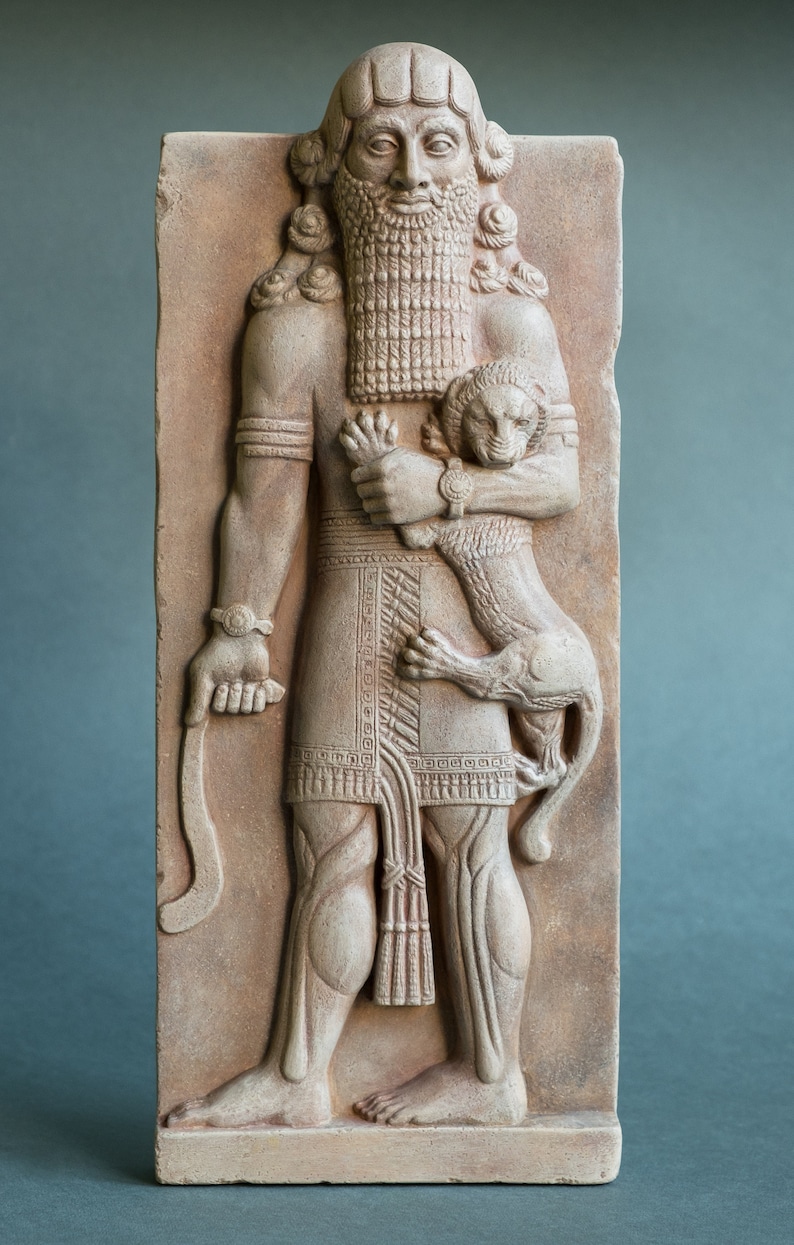 Gilgamesh with a lion a copy of the historical relief Etsy