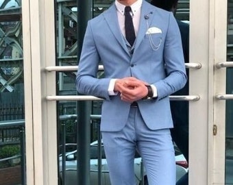 Teal Blue Mens Suit - Etsy