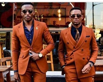 Men rust orange Suit, rustic beach wedding suit,rustic groomsmen suit, Gift For men, Slim Fit Suit, brunt orange suit for men cocktail suit.