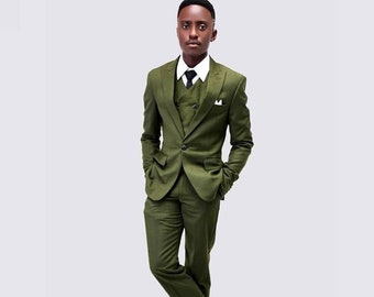 Man suit, green 3 piece suit, wedding suit for groom and groomsmen, prom, wedding, dinner party wear suit, customize suit