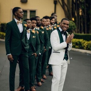 Men Velvet Green Suit Men White Suit 