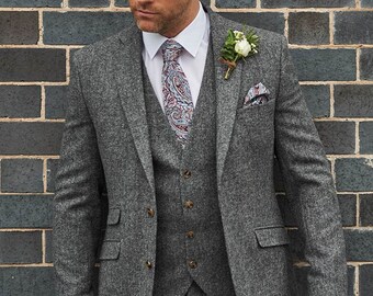 grey tweed suits