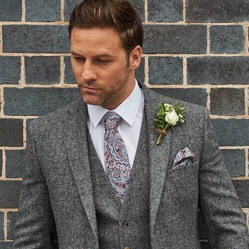 Men Maroon Tweed Suit for Wedding Groomsmen Suit 3 Piece Suit - Etsy