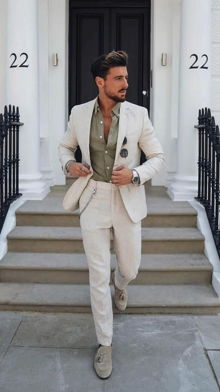beige suit jacket men