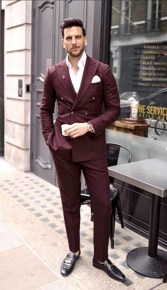 Bespokesuit Suit for Men Burgundy Suit 
