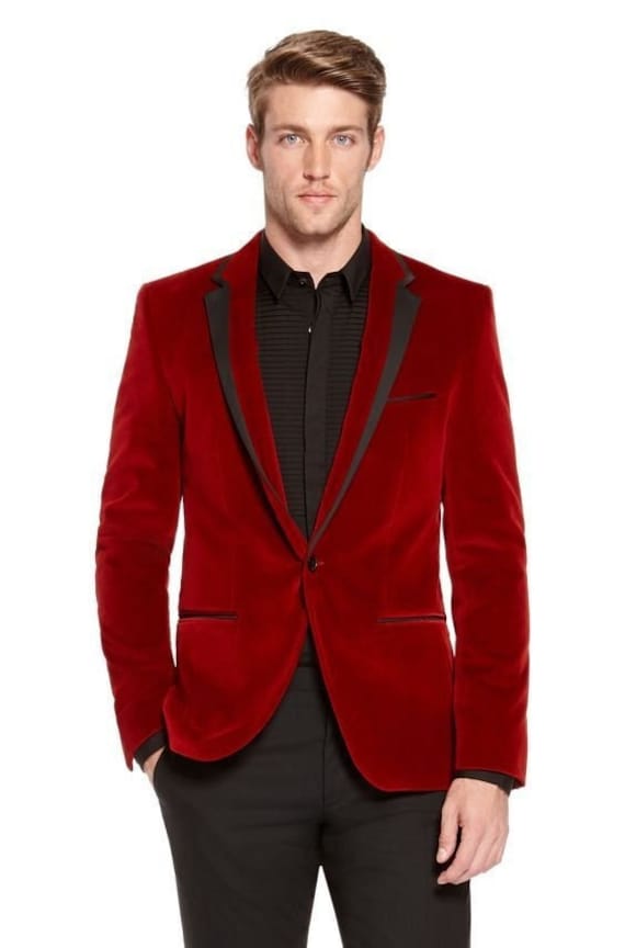 Men Red Velvet Blazer Party Wear Jacket Beach Wedding Coat Etsy
