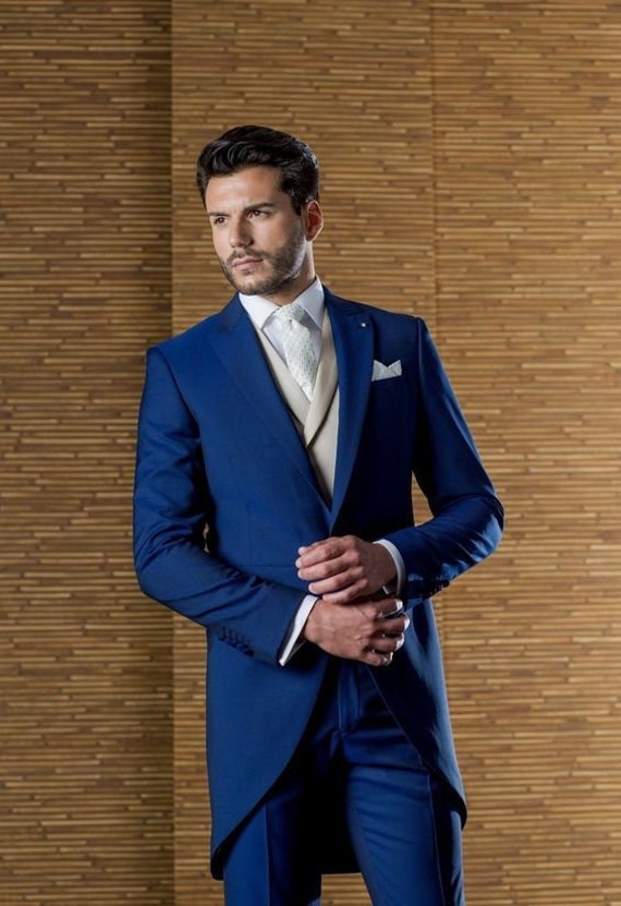 Men Tail Royel Blue Suit Wedding Suit Tail Suit for Groomsmen - Etsy