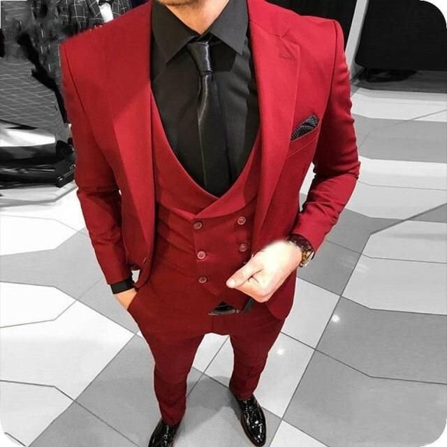 Men Red Suit Beach Wedding Suit Groom 