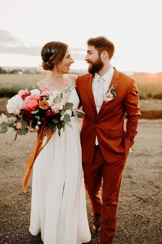 Abito arancione ruggine da uomo abito da sposa rustico da | Etsy Italia