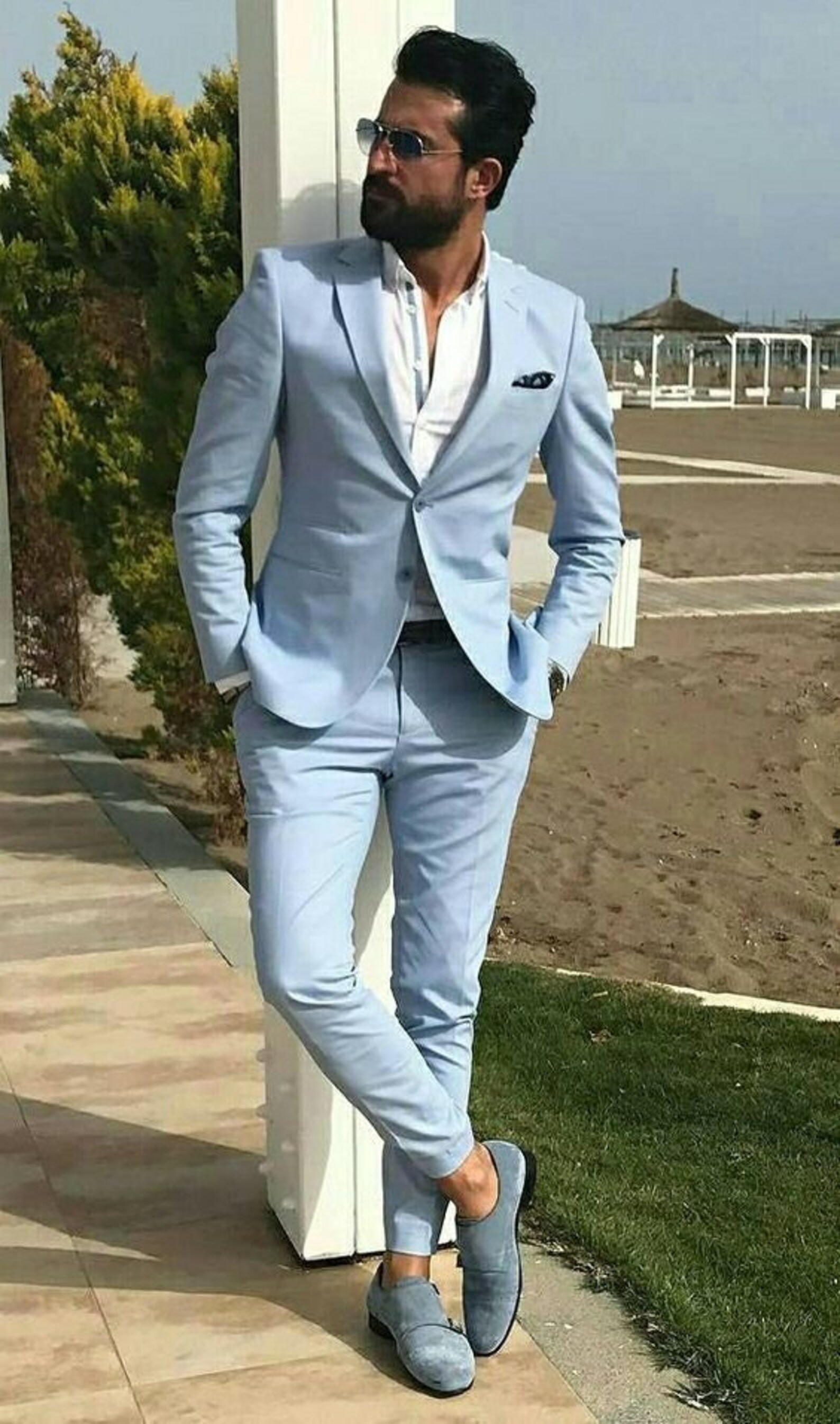 Man Light Blue 2 Piece Suit for Groom and Groomsmen Stylish Etsy