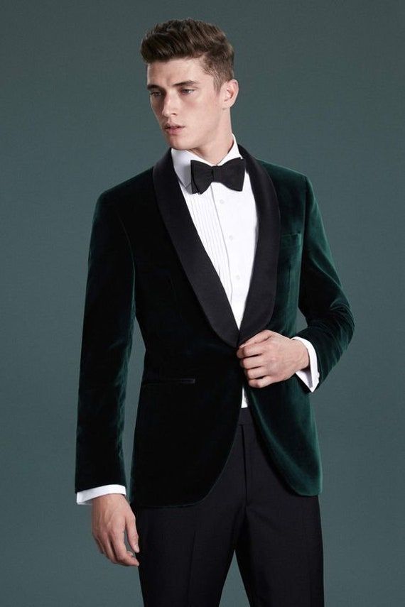 Men Green Velvet Blazer Velvet Wedding 