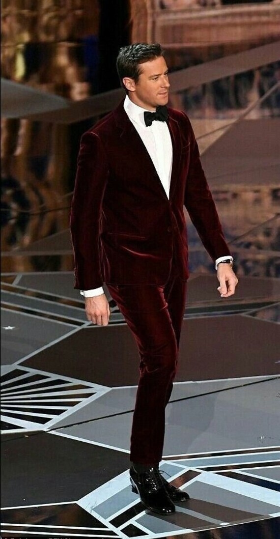 Men Burgandy Velvet Blazer Party Wear 