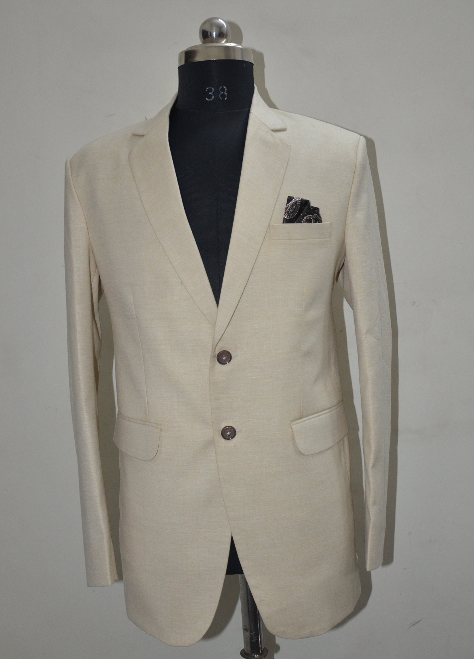 Man Beige Linen Suit Men's Beach Wedding Suit 2 Piece - Etsy Canada