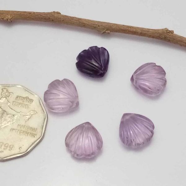 AAA Pink Amethyst Shell Shape Briolettes, Natural Amethyst Shell Shape Gemstone Beads, Hand Carved Beads, Quartz Carving Beads, 12MM~SALE