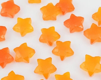 Shiny Carnelian Stone Star shape Gemstone, Faceted Hand Carved Star Beads for Jewelry, Natural Orange Star Briolette, Healing Crystals 10MM