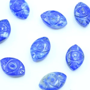 AAA Lapis Lazuli Smooth Evil Eye Marquise Carved Briolettes, Natural Lapis Lazuli Eye Gemstone Beads, Loose Hand Carved Beads, 12x8MM SALE