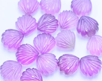 AAA Purple Amethyt Shell Shape Briolettes, Natural Amethyst Shell Shape Gemstone Beads, Hand Carved Beads, Quartz Carving Beads, 8MM~SALE