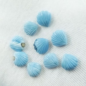 Blue Opal Shell Briolettes: Hand Carved Gemstone Beads, 12mm