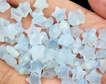 Blue Lace Agate Star Briolettes: Hand Carved Gemstone Beads (8-10MM)